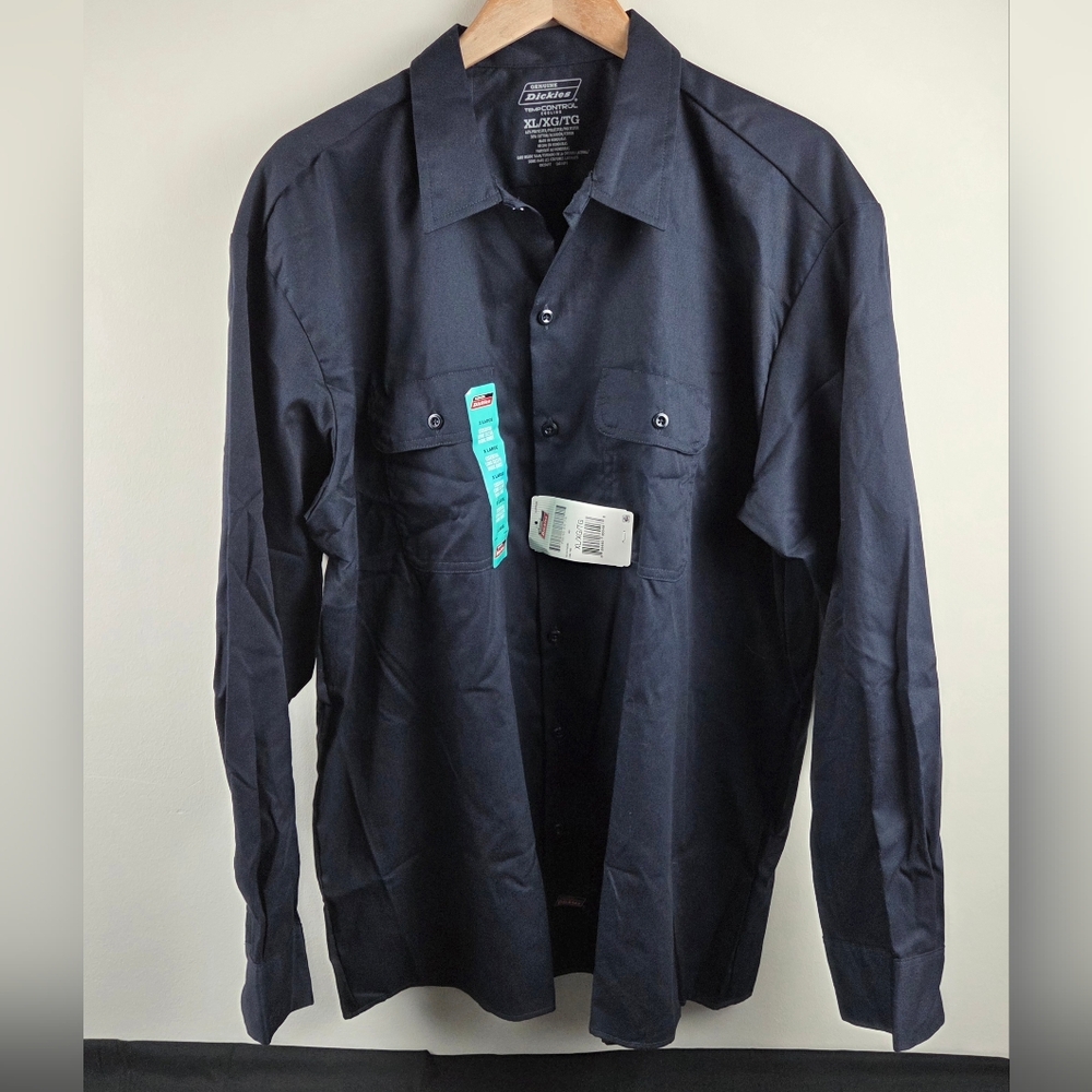 Dickies Classic Work Shirt Mens XL Blue Long Sleeve Button Up Twill
